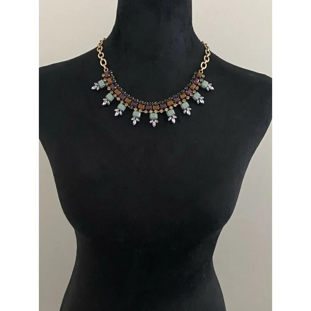 J.CREW Multi-Faceted  Crystal Statement Necklace